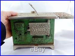 Antique 1910 Kenton Toys Miniature Cast Iron & Steel Childs Toy Cook Stove Green