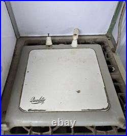 Antique 1920s Cast Iron Enamel Gas Cooking Stove Freestanding White Beige