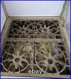 Antique 1920s Cast Iron Enamel Gas Cooking Stove Freestanding White Beige