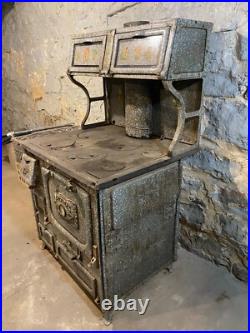 Antique 1920s or 1930s Home Comfort Wood Cook Stove Wrought Iron