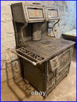 Antique 1920s or 1930s Home Comfort Wood Cook Stove Wrought Iron