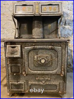 Antique 1920s or 1930s Home Comfort Wood Cook Stove Wrought Iron