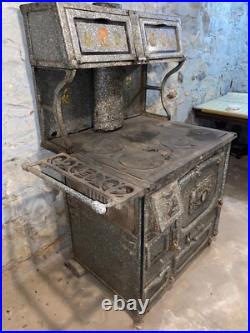 Antique 1920s or 1930s Home Comfort Wood Cook Stove Wrought Iron