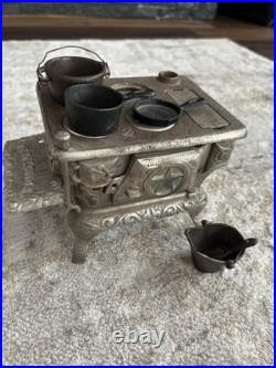 Antique 19th C. PERFECTION Salesman's Sample Cast Iron Stove with Accessories