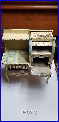 Antique ARCADE cast Iron HOTPOINT electric Stove dollhouse Miniature Toy