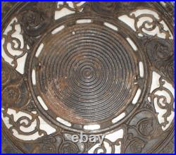 Antique Adams Co. Dubuque, Iowa 3-Pc. Cast Iron Stove Pipe Floor Register Grate