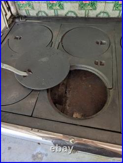 Antique Belanger Cast Iron Stove with Floral Tile Backsplash Circa 1910