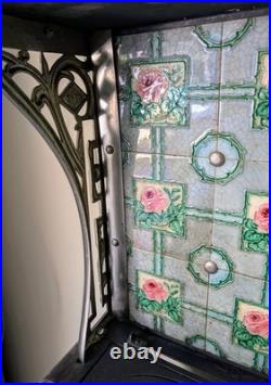 Antique Belanger Cast Iron Stove with Floral Tile Backsplash Circa 1910