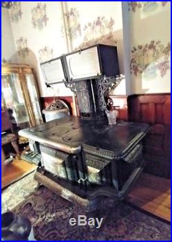 Antique Black & Germer Radiant Home Cast Iron & Nickel Wood Cook StoveErie Pa