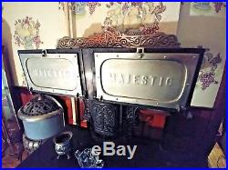 Antique Black & Germer Radiant Home Cast Iron & Nickel Wood Cook StoveErie Pa