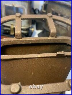 Antique Cast IRON CLAD Kerosene Sad Iron Stove Heater PAT. 1885 w Mica & Wick