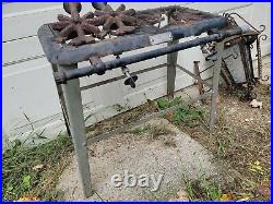 Antique Cast Iron Base Gas Stove Portable Camping Old Vtg 2 Burner Kitchen Rare