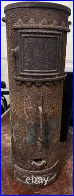 Antique Cast Iron Cylinder Stove Pot Belly Heater Body Primitive Farmhouse 22