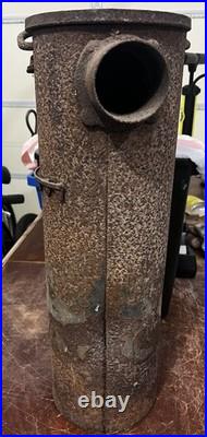 Antique Cast Iron Cylinder Stove Pot Belly Heater Body Primitive Farmhouse 22