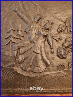 Antique Cast Iron Decorative Art From Stove Side Panel, 18.5x14.5
