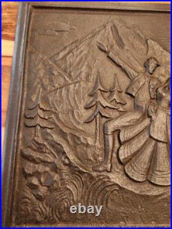Antique Cast Iron Decorative Art From Stove Side Panel, 18.5x14.5