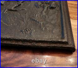 Antique Cast Iron Decorative Art From Stove Side Panel, 18.5x14.5