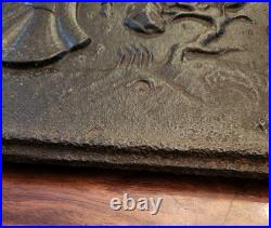 Antique Cast Iron Decorative Art From Stove Side Panel, 18.5x14.5