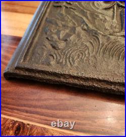 Antique Cast Iron Decorative Art From Stove Side Panel, 18.5x14.5