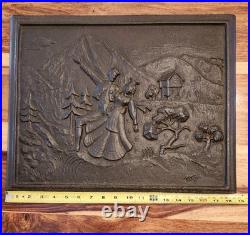 Antique Cast Iron Decorative Art From Stove Side Panel, 18.5x14.5