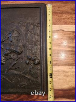 Antique Cast Iron Decorative Art From Stove Side Panel, 18.5x14.5