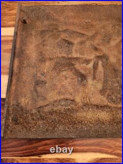 Antique Cast Iron Decorative Art From Stove Side Panel, 18.5x14.5