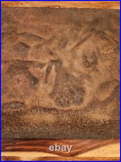 Antique Cast Iron Decorative Art From Stove Side Panel, 18.5x14.5