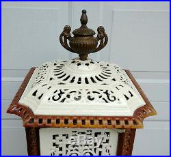 Antique Cast Iron French SDF Porcelain Enameled Parlor Wood Stove