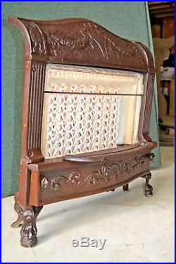 Antique Cast Iron Gas Heater Stove Fireplace Insert Victorian Edwardian