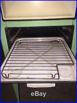 Antique Cast Iron Gas Stove in Good Working Condition 1930's Vintage Teal Ivory