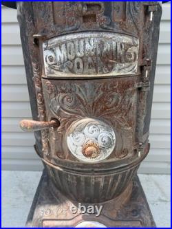 Antique Cast Iron Glenwood Oak Heating Cylinder Stove Wood Coal Burning Antique Cast Iron Glenwood Oak Heating Cylinder Stove Wood Coal Burning