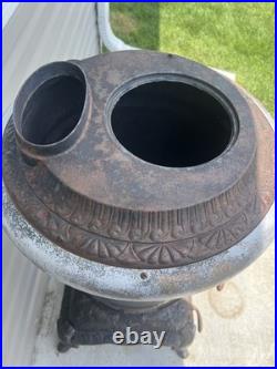 Antique Cast Iron Glenwood Oak Heating Cylinder Stove Wood Coal Burning Antique Cast Iron Glenwood Oak Heating Cylinder Stove Wood Coal Burning