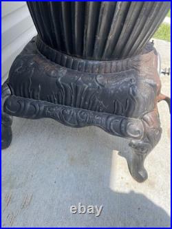 Antique Cast Iron Glenwood Oak Heating Cylinder Stove Wood Coal Burning Antique Cast Iron Glenwood Oak Heating Cylinder Stove Wood Coal Burning