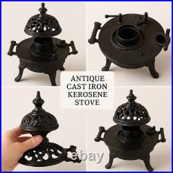 Antique Cast Iron Kerosene Parlor Stove FiligreeTop Early 1900s Pot Belly Heater