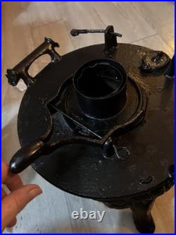 Antique Cast Iron Kerosene Parlor Stove FiligreeTop Early 1900s Pot Belly Heater