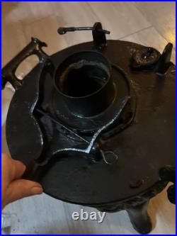 Antique Cast Iron Kerosene Parlor Stove FiligreeTop Early 1900s Pot Belly Heater