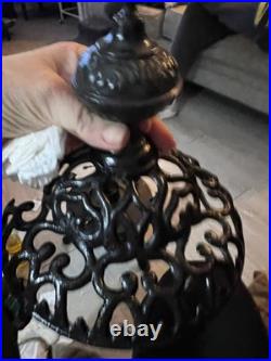 Antique Cast Iron Kerosene Parlor Stove FiligreeTop Early 1900s Pot Belly Heater