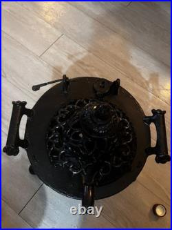 Antique Cast Iron Kerosene Parlor Stove FiligreeTop Early 1900s Pot Belly Heater