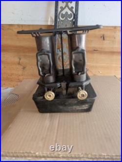 Antique Cast Iron Kerosene Sad Iron Heater Camp Stove + Mica Window