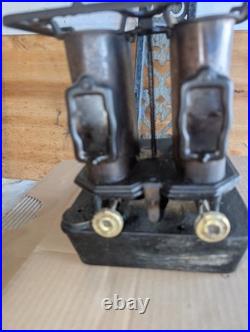 Antique Cast Iron Kerosene Sad Iron Heater Camp Stove + Mica Window