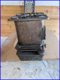 Antique Cast Iron Kerosene Sad Iron Heater Camp Stove + Mica Window