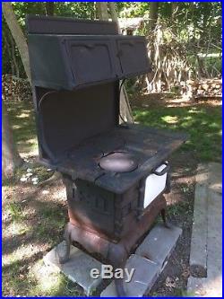Antique Cast Iron Kitchen stove Wood Burning Atlanta Stove Works GA Enamel Door