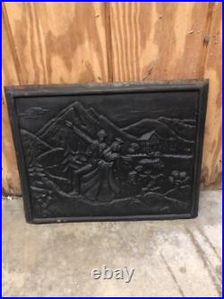 Antique Cast Iron Parlor Stove / Fire Place Cover Plate