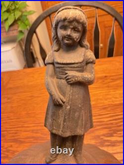Antique Cast Iron Parlor Stove Heater Cover with Little Girl Finial Antique Cast Iron Parlor Stove Heater Cover with Little Girl Finial