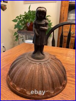 Antique Cast Iron Parlor Stove Heater Cover with Little Girl Finial Antique Cast Iron Parlor Stove Heater Cover with Little Girl Finial