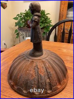 Antique Cast Iron Parlor Stove Heater Cover with Little Girl Finial Antique Cast Iron Parlor Stove Heater Cover with Little Girl Finial