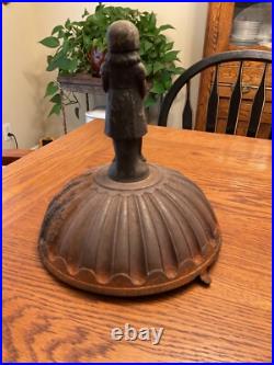 Antique Cast Iron Parlor Stove Heater Cover with Little Girl Finial Antique Cast Iron Parlor Stove Heater Cover with Little Girl Finial