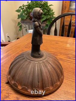 Antique Cast Iron Parlor Stove Heater Cover with Little Girl Finial Antique Cast Iron Parlor Stove Heater Cover with Little Girl Finial