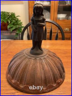 Antique Cast Iron Parlor Stove Heater Cover with Little Girl Finial Antique Cast Iron Parlor Stove Heater Cover with Little Girl Finial