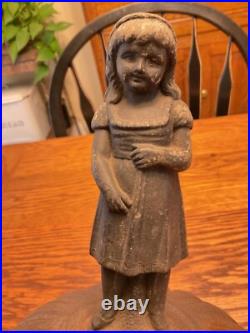 Antique Cast Iron Parlor Stove Heater Cover with Little Girl Finial Antique Cast Iron Parlor Stove Heater Cover with Little Girl Finial